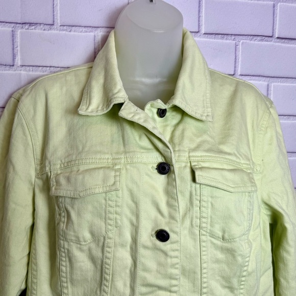 Talbots Stretch Denim Jacket - pale green lime Size 12 - Picture 5 of 8